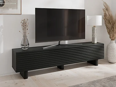 TV-møbel med 2 dører i MDF - 180 cm - Svart - LUDIMA