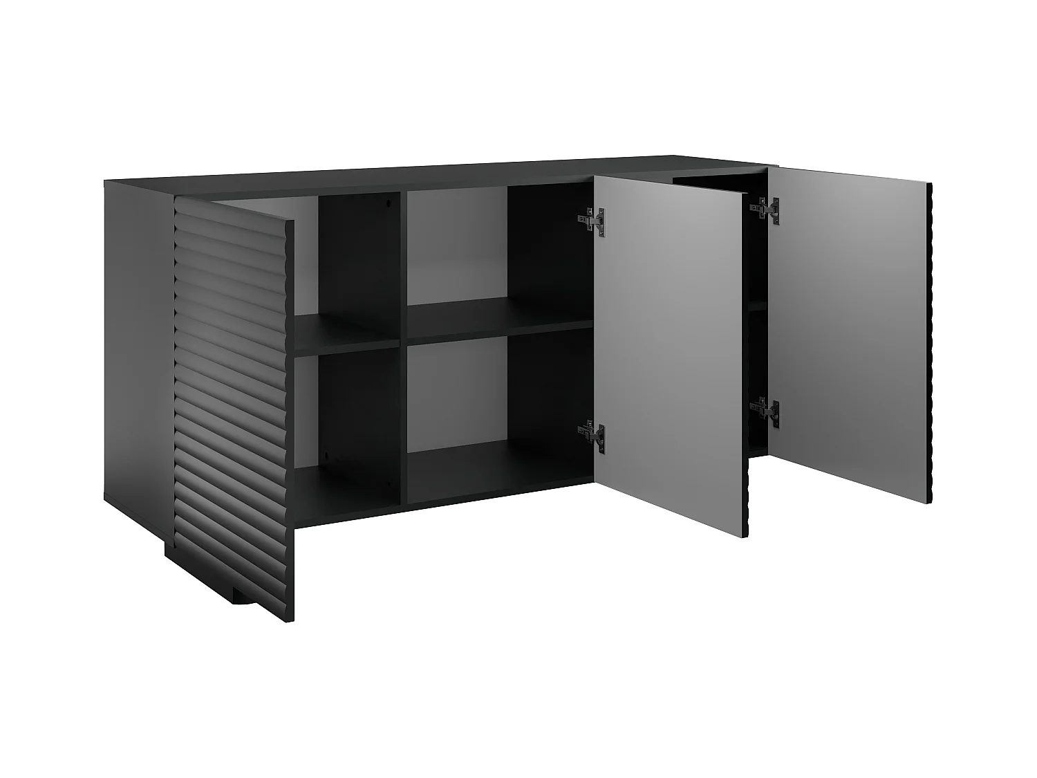 Aparador com 3 portas em MDF preto - LUDIMA