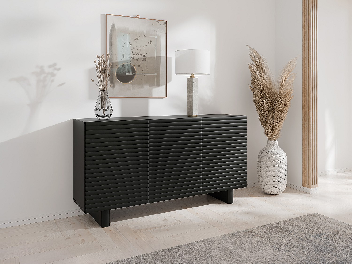 Sideboard mit 3 Türen - MDF - Schwarz - LUDIMA günstig online kaufen