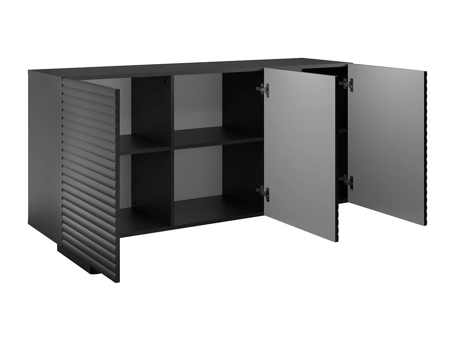 Buffet avec 3 portes en MDF - Noir - LUDIMA