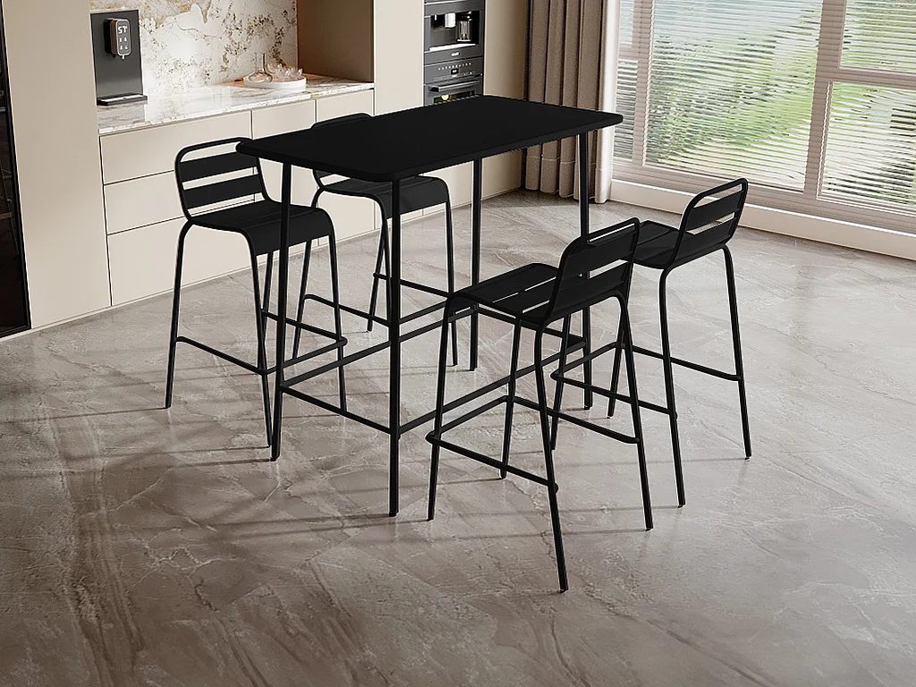 Table haute de jardin L.120 cm en métal - Noir - MIRMANDE de MYLIA