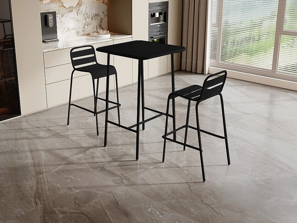 Table haute de jardin L.70 cm en métal - Noir - MIRMANDE de MYLIA