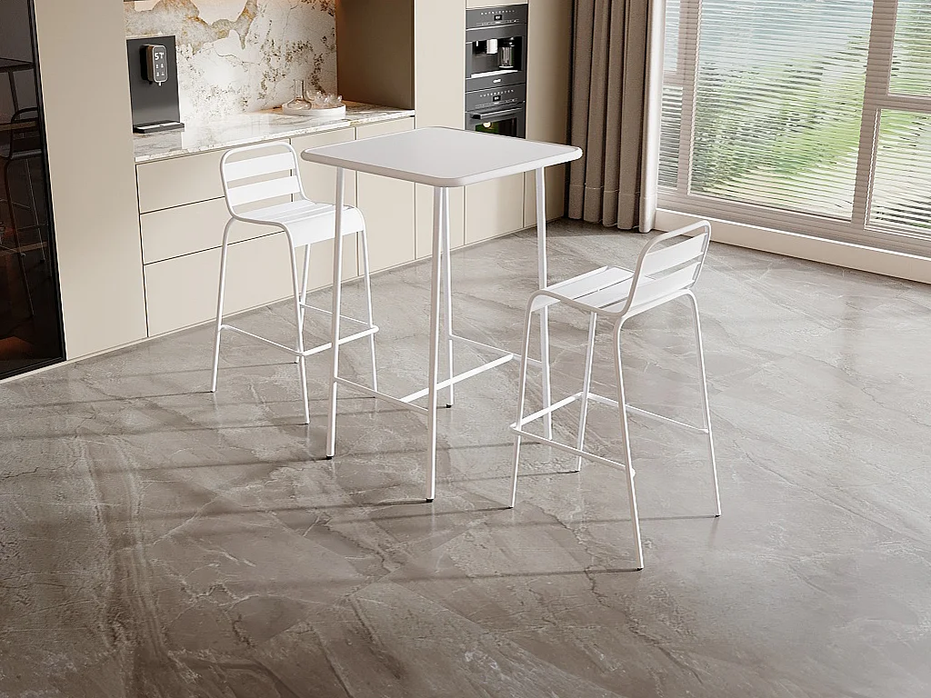 Table haute de jardin L.70 cm en métal - Blanc - MIRMANDE de MYLIA