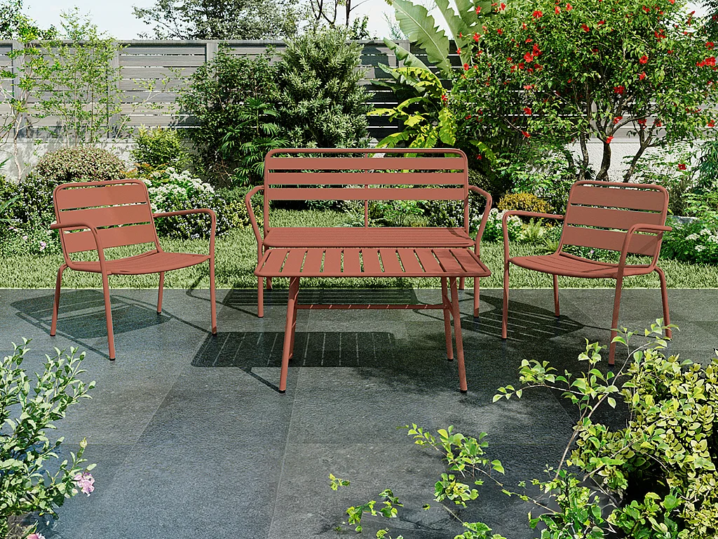 Table basse de jardin en métal - Terracotta - MIRMANDE de MYLIA