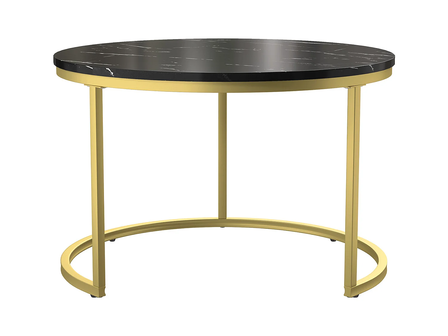 2er Set Moderne runde Couchtische - Kaffeetisch - Wohnzimmertisch - Metallgestell - Marmorfurnier - Beistelltisch - Für Wohnzimmer, Empfangsraum, Balkon und Büro