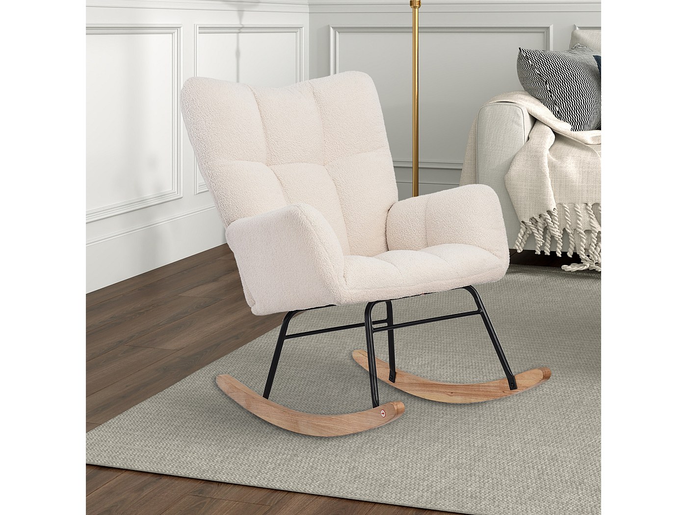 Fauteuil à bascule moderne en velours Teddy - Fauteuil à bascule avec