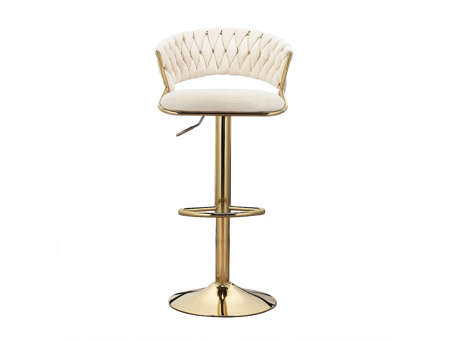 Lot de 2 tabourets de bar en velours chaise bar avec pieds dorés, design ergonomique, pour restaurants, cafés, Bar, beige