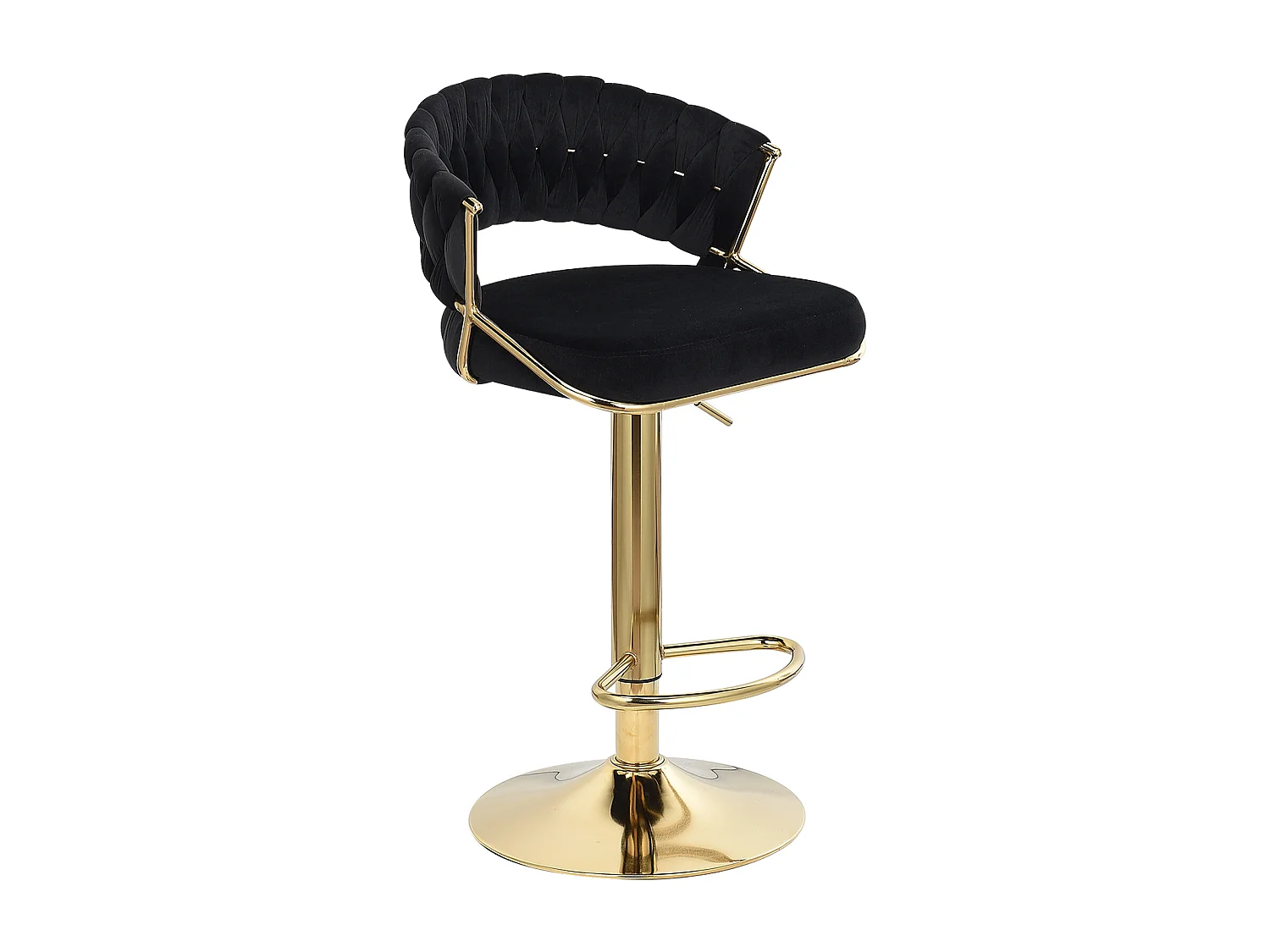 Lot de 2 tabourets de bar en velours chaise bar avec pieds dorés, design ergonomique, pour restaurants, cafés, Bar, noir