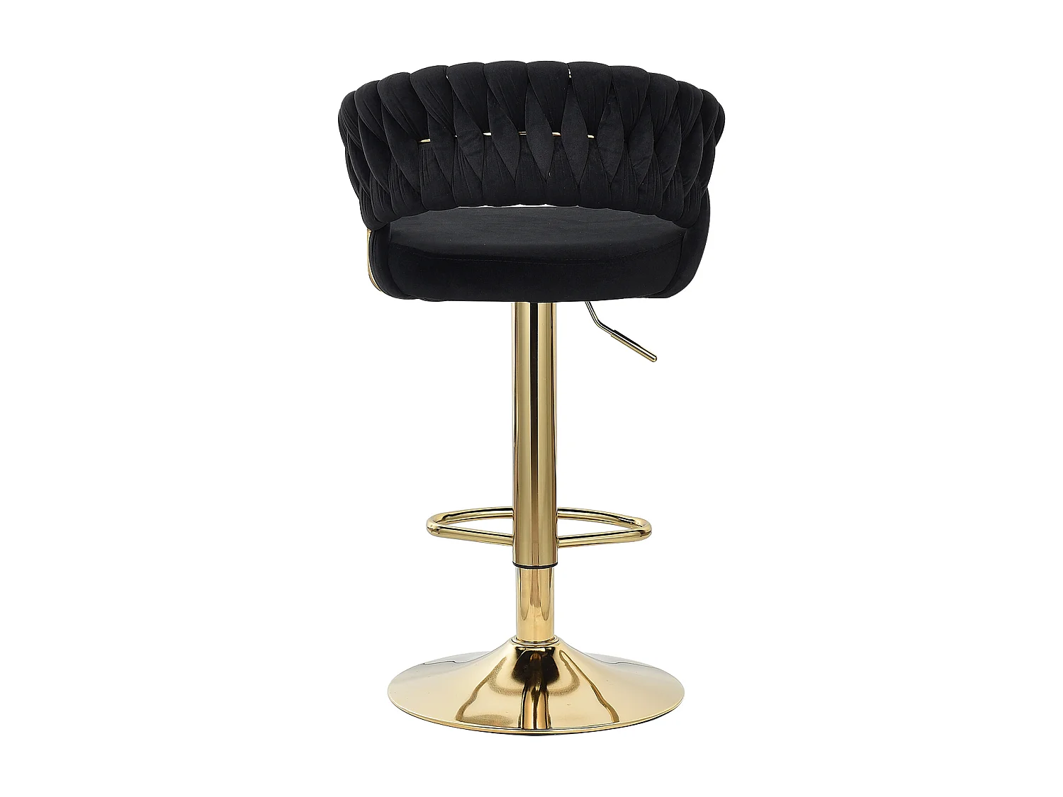 Lot de 2 tabourets de bar en velours chaise bar avec pieds dorés, design ergonomique, pour restaurants, cafés, Bar, noir