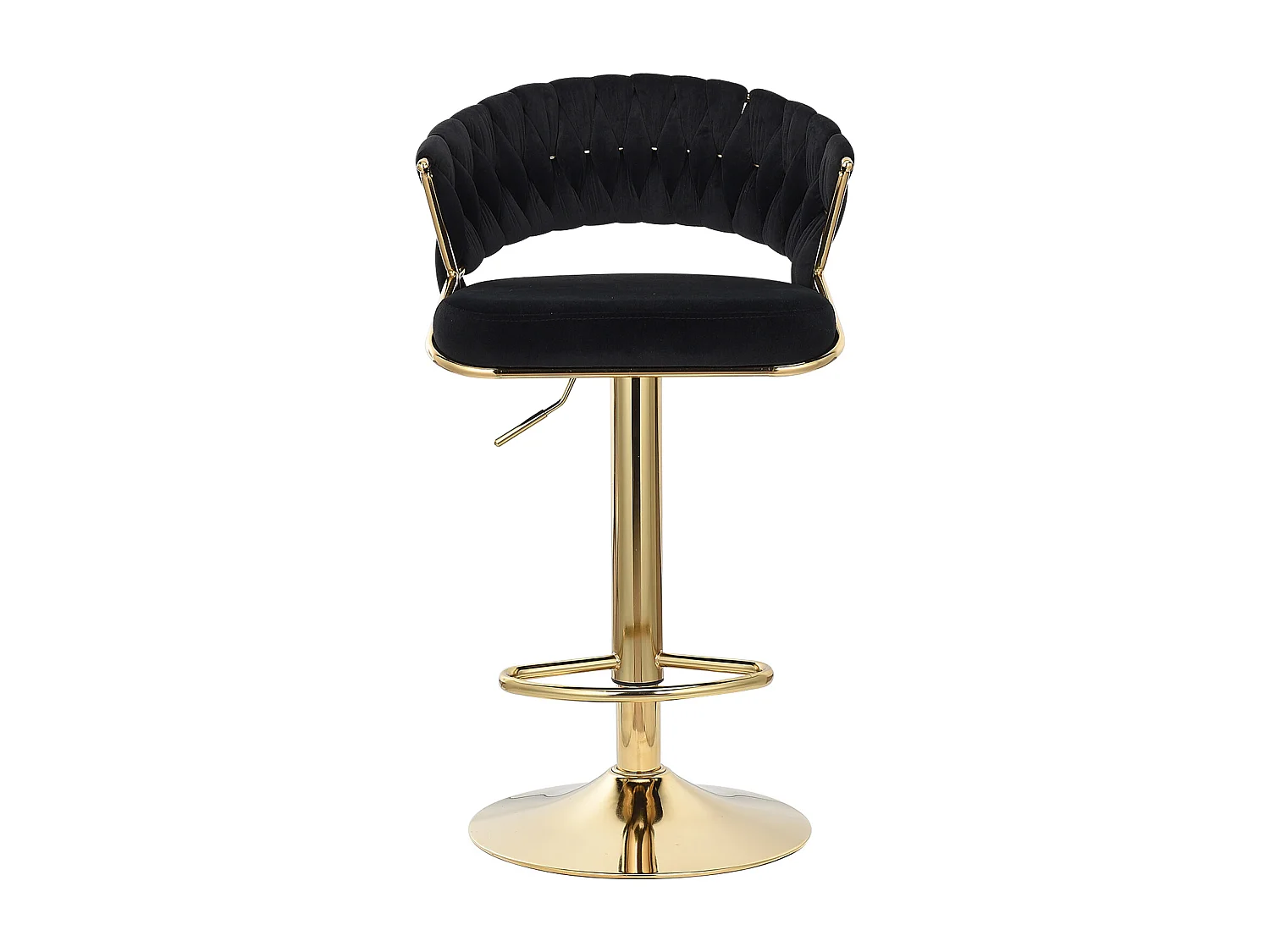 Lot de 2 tabourets de bar en velours chaise bar avec pieds dorés, design ergonomique, pour restaurants, cafés, Bar, noir