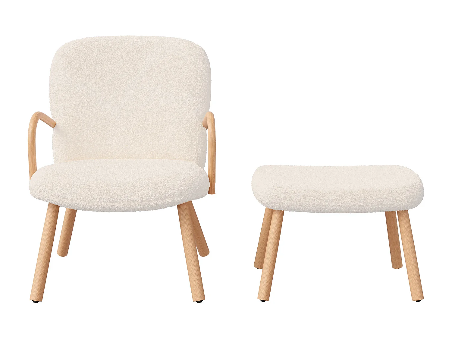 Fauteuil scandinave, revêtement en Imitation Cachemire avec repose-pied, Fauteuil de Salon Chaise de Lecture pour Chambre à Coucher, Beige