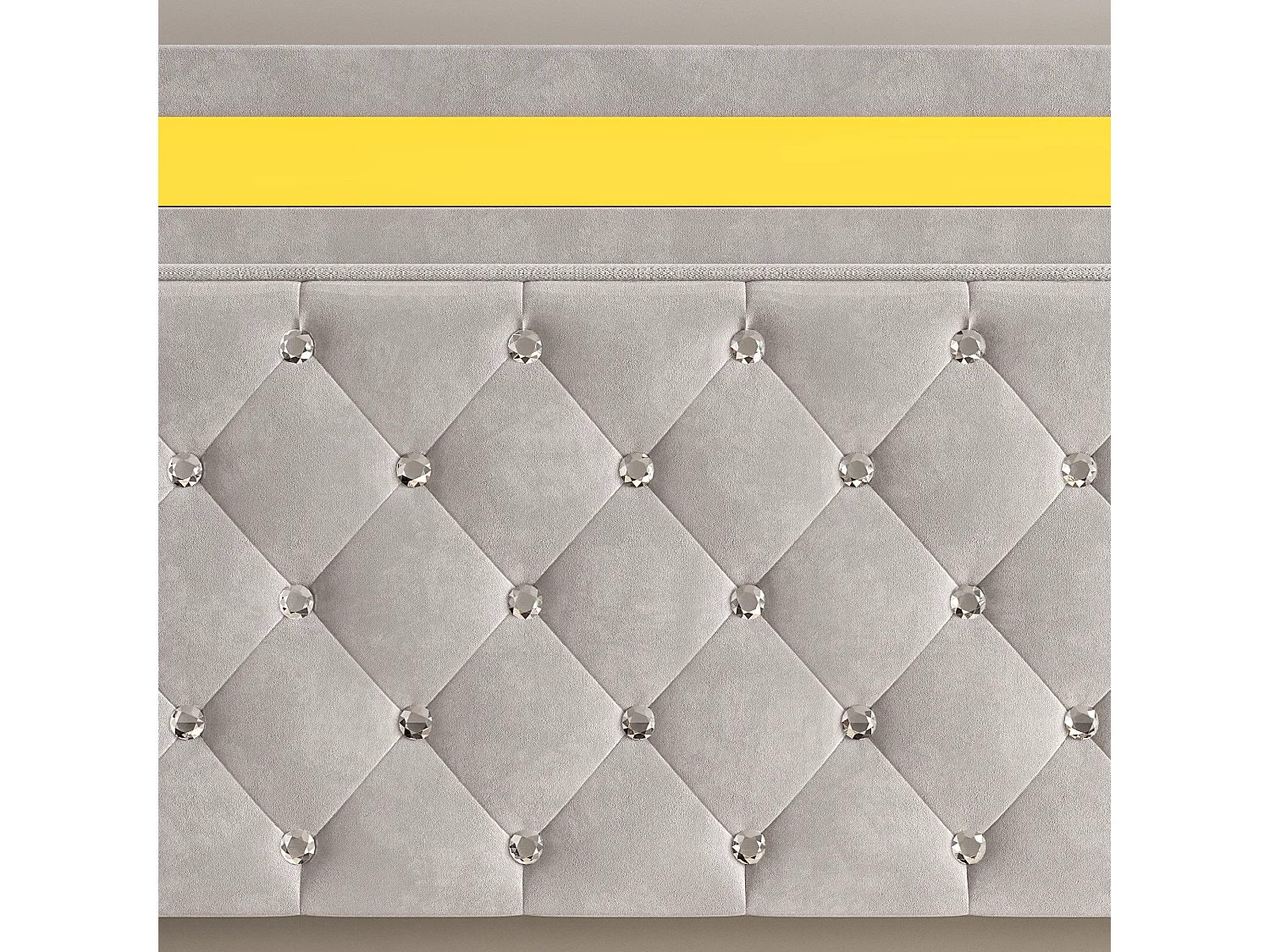 160x200 cm fløjlsseng med opbevaring - med LED-belysning og lamelbund - Dobbeltseng med opbevaring - med højdejusterbart hovedgærde - Beige