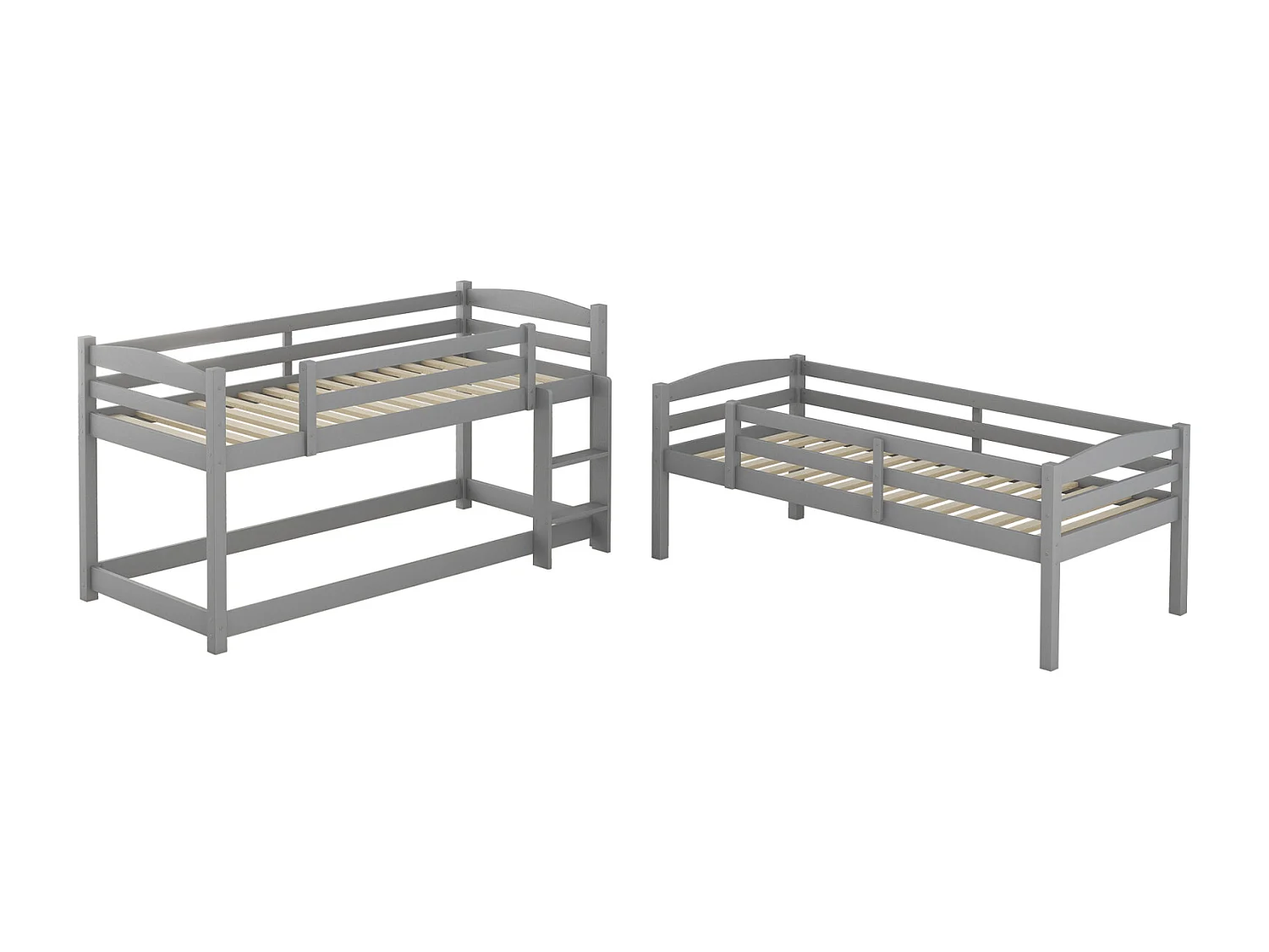 Stapelbedden 3 x 90 x 200 cm - Drie stapelbedden voor kinderen - MDF-hout - Lattenbodem - Grijs