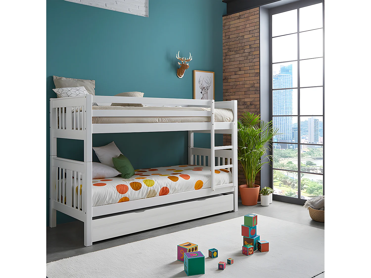 Litera de madera Pacha Blanco Lacado