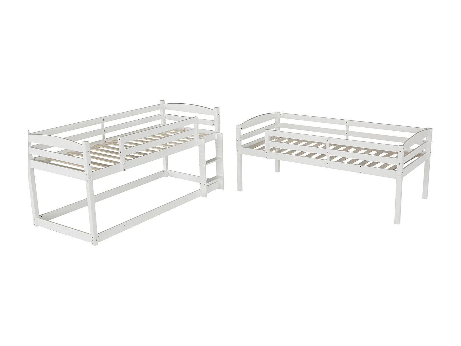 Lits superposés 3 x 90 x 200 cm - Trois lits superposés pour enfants - Bois MDF - Sommier à lattes - Blanc
