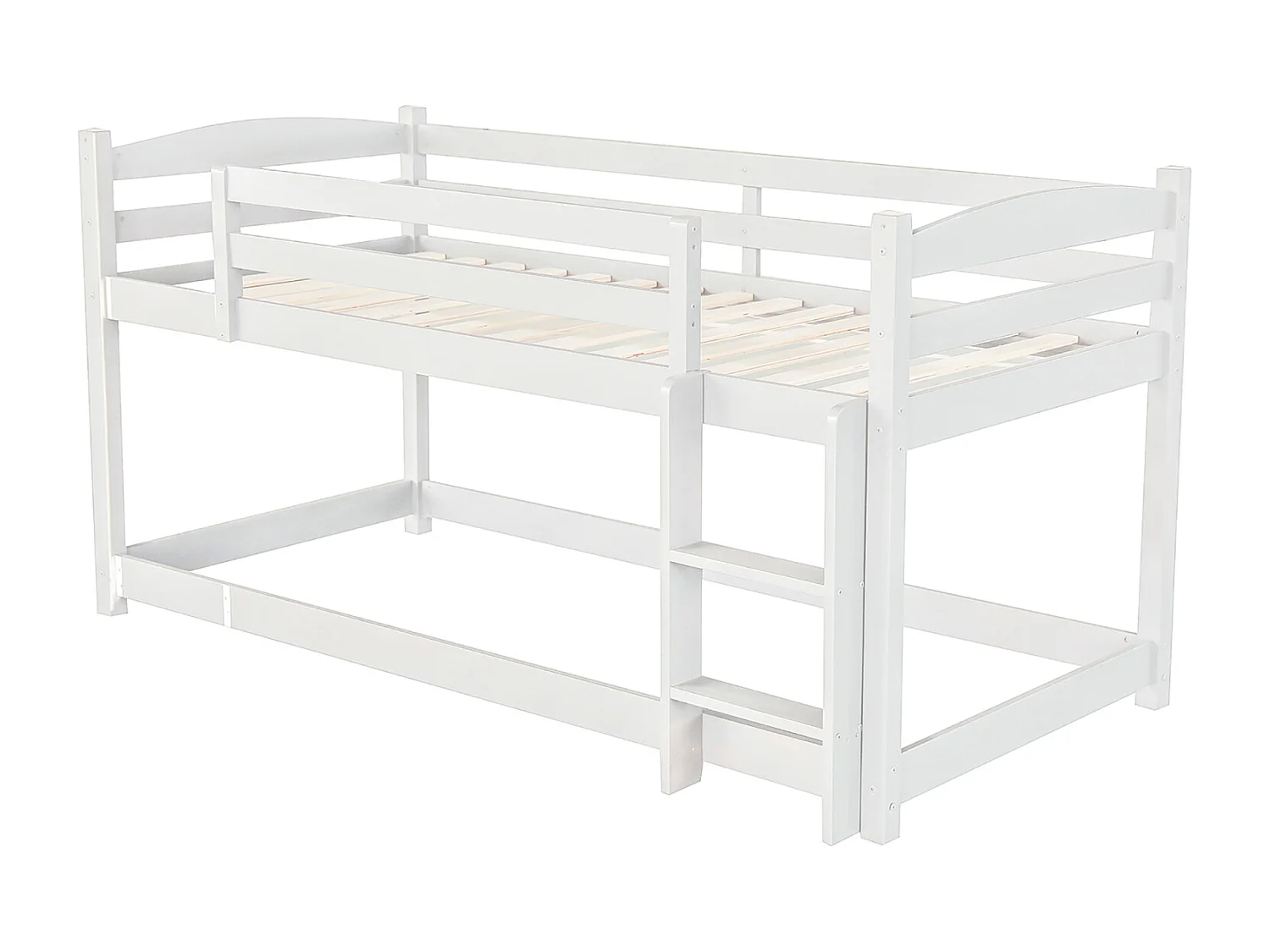 Lits superposés 3 x 90 x 200 cm - Trois lits superposés pour enfants - Bois MDF - Sommier à lattes - Blanc