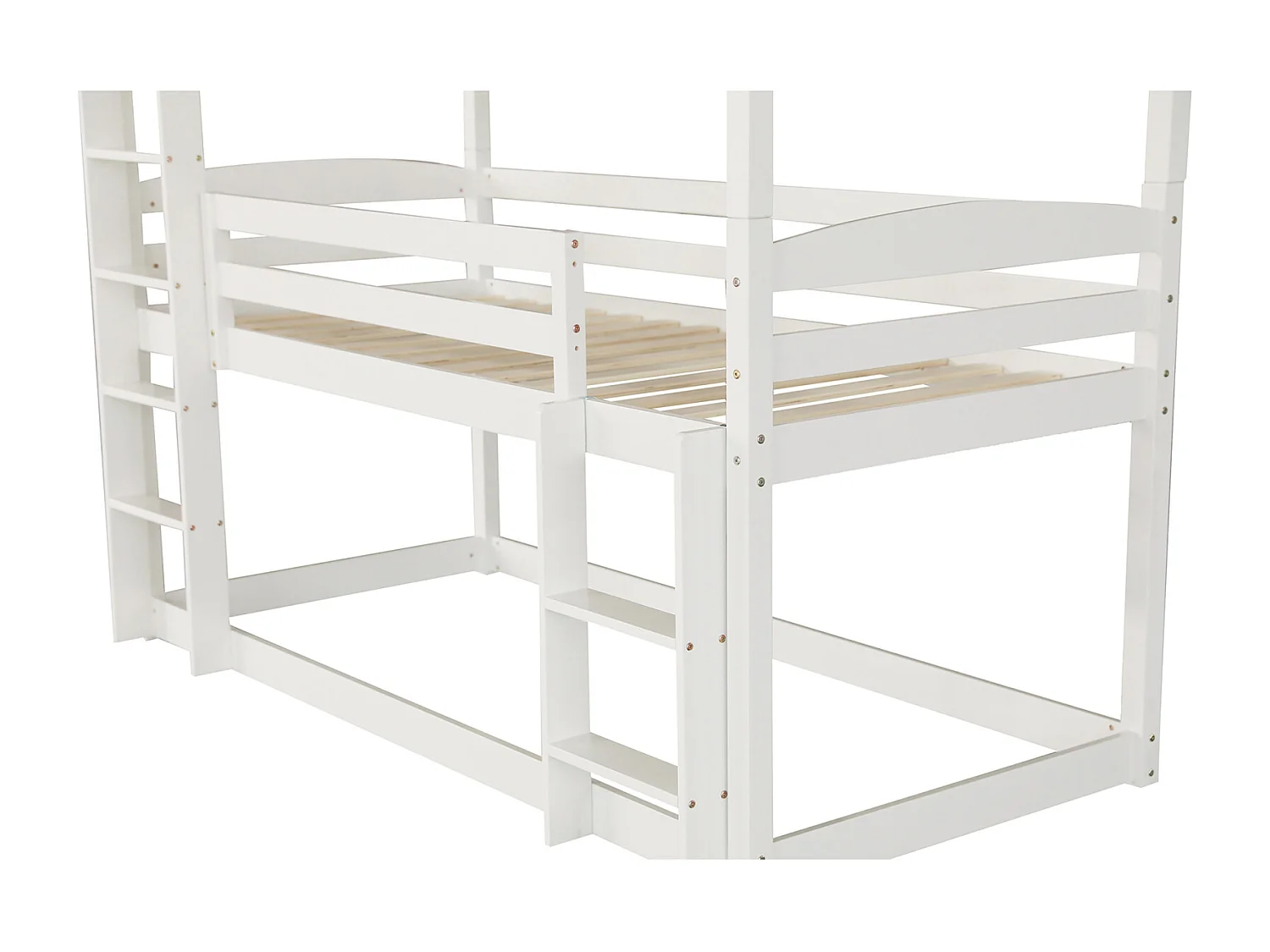 Lits superposés 3 x 90 x 200 cm - Trois lits superposés pour enfants - Bois MDF - Sommier à lattes - Blanc