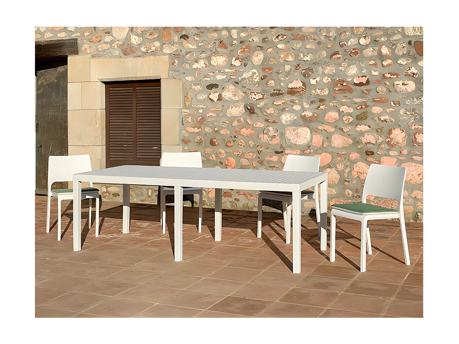 Mesa De Jardín Extensible De Plástico Indo Blanca 150-220×90×72 cm