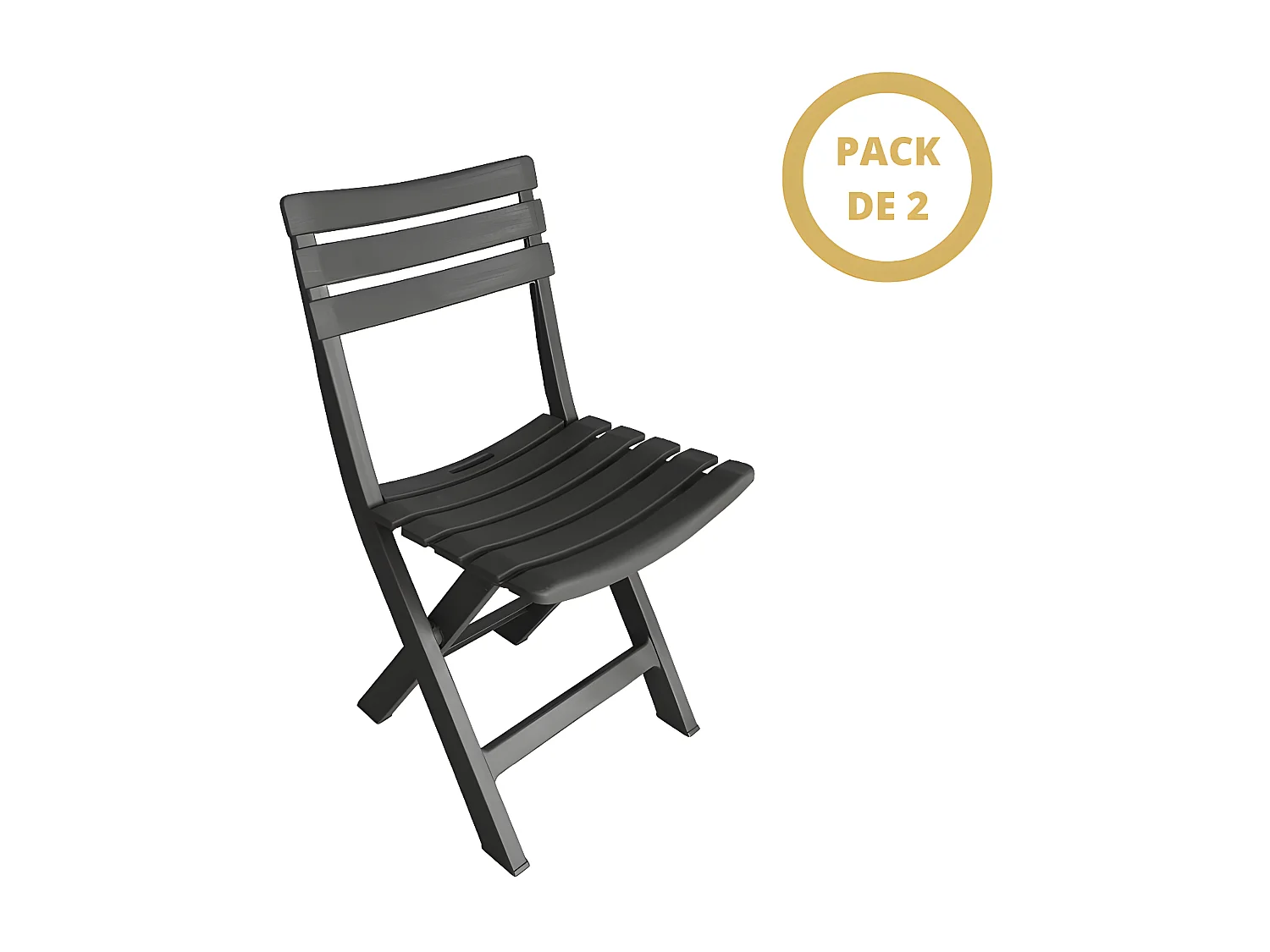 Pack De 2 sillas De Plástico Plegables Komodo Antracita
