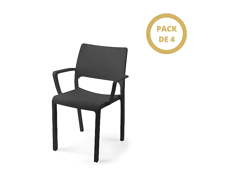 Pack De 4 sillones De Plástico Tramontana Antracita