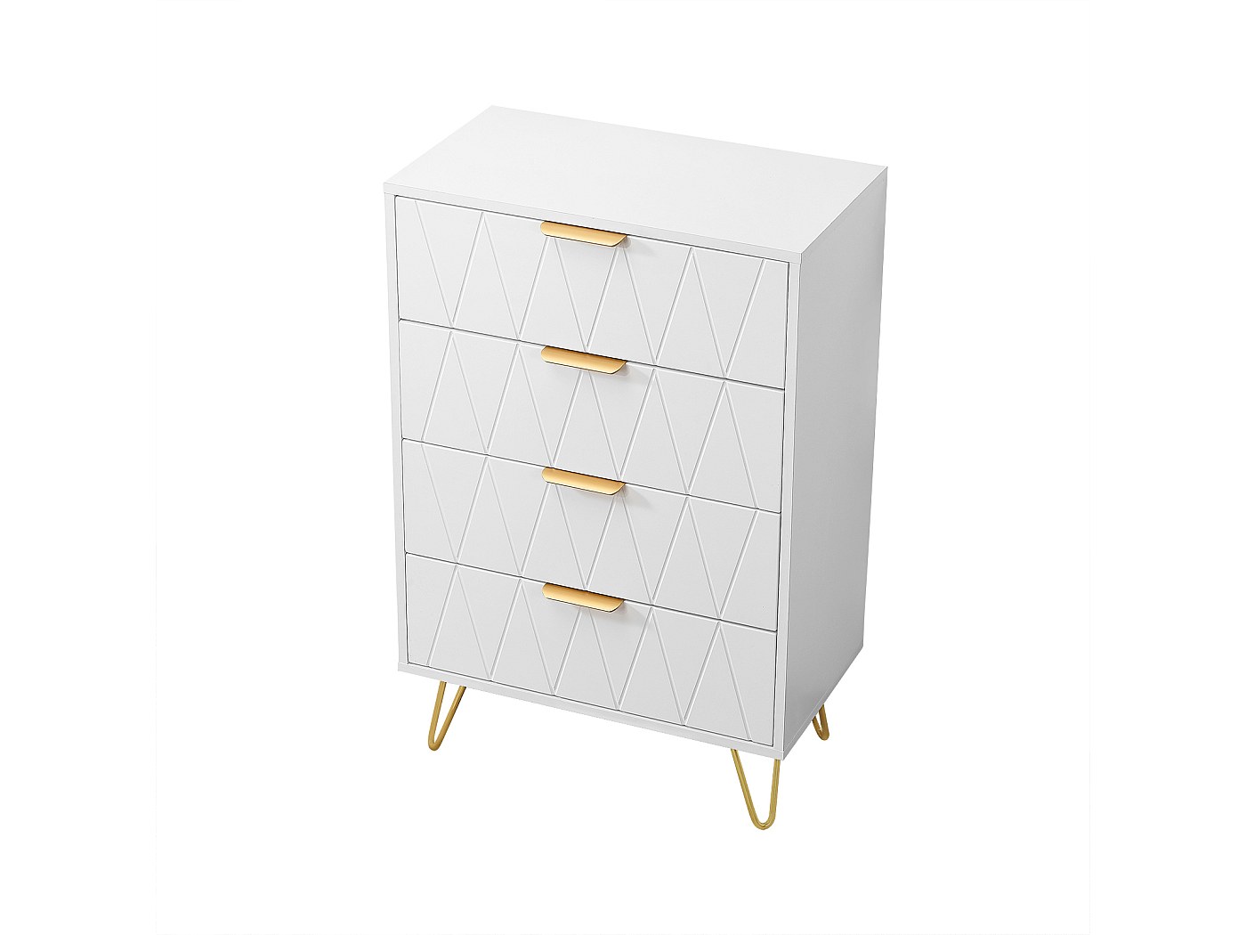 VENTE-UNIQUE - Credenza Alta Con 4 Ante In Mdf E Metallo Naturale