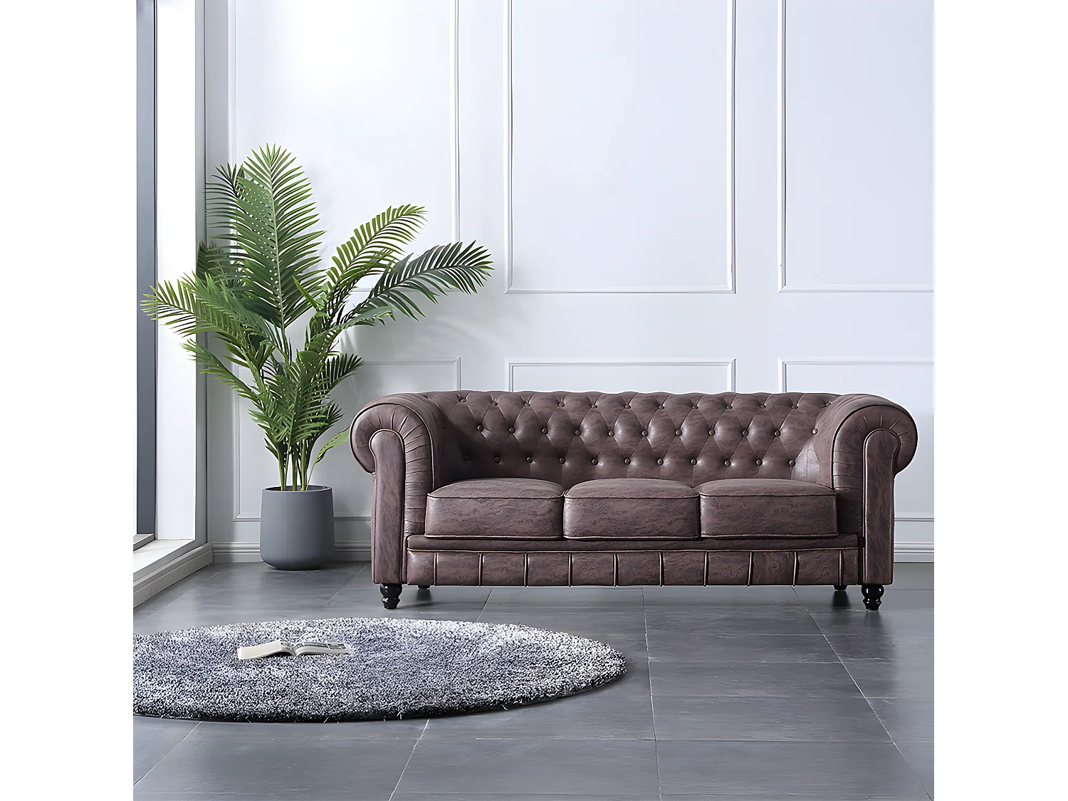 Sofá 3 plazas Chesterfield Chocolate Envejecido