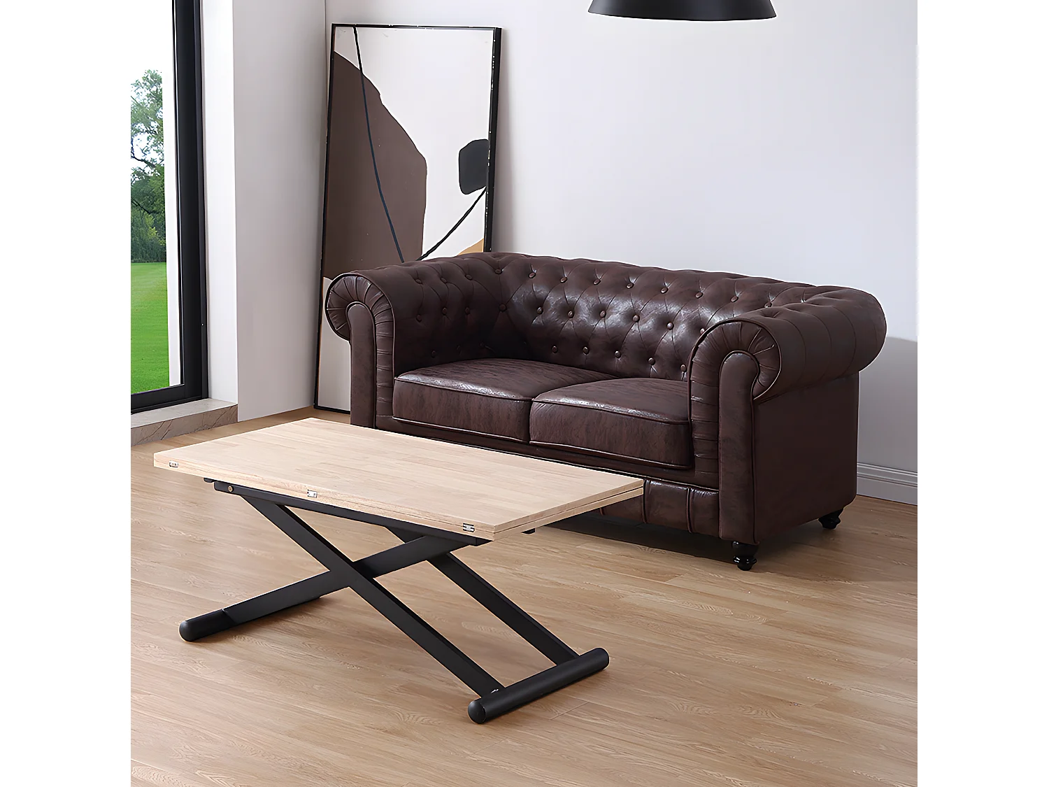 Mesa de centro Natural Elevable Negro/Roble Nordish