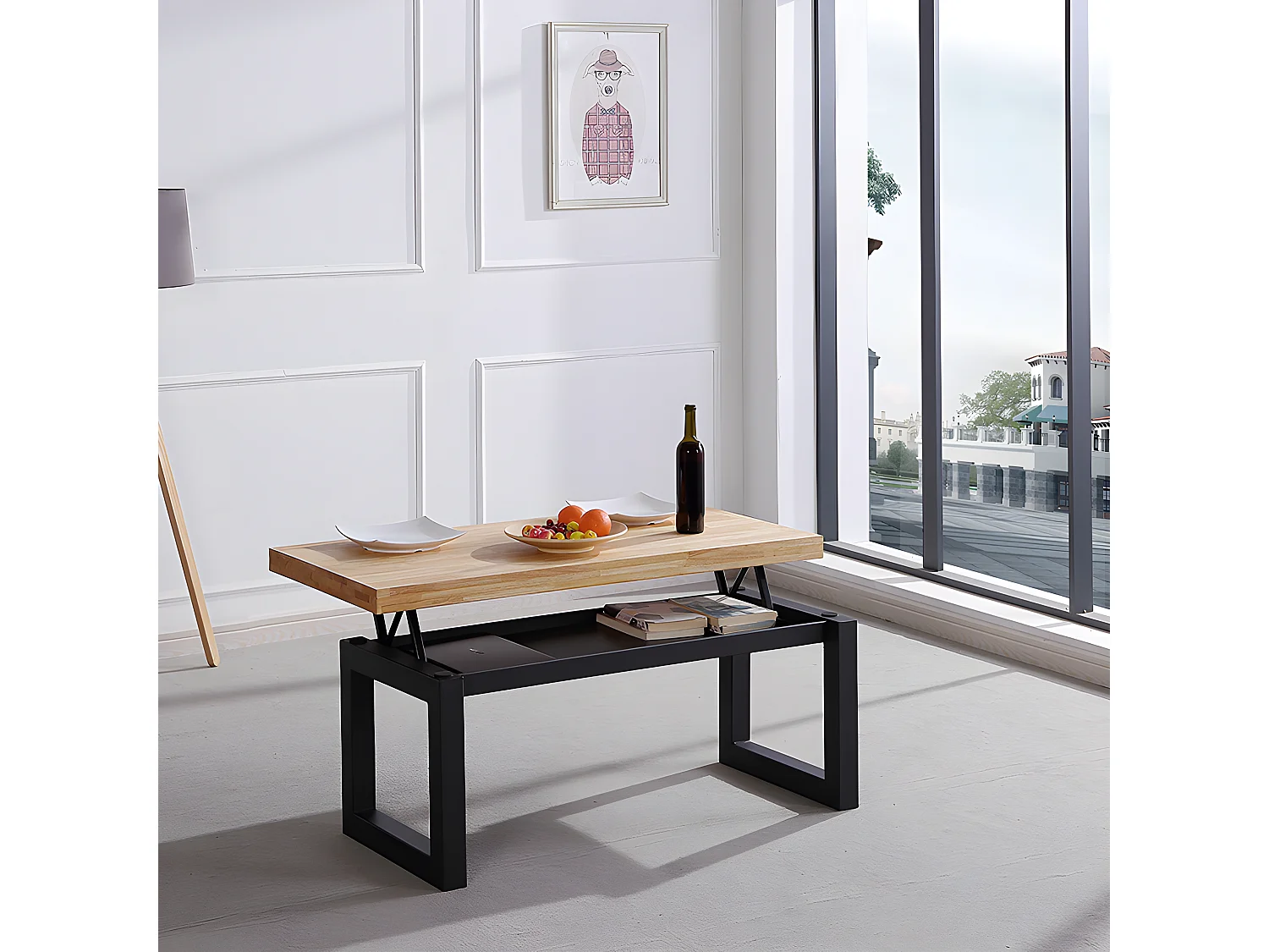 Mesa de centro elevable Loft Negro/Roble Nordish