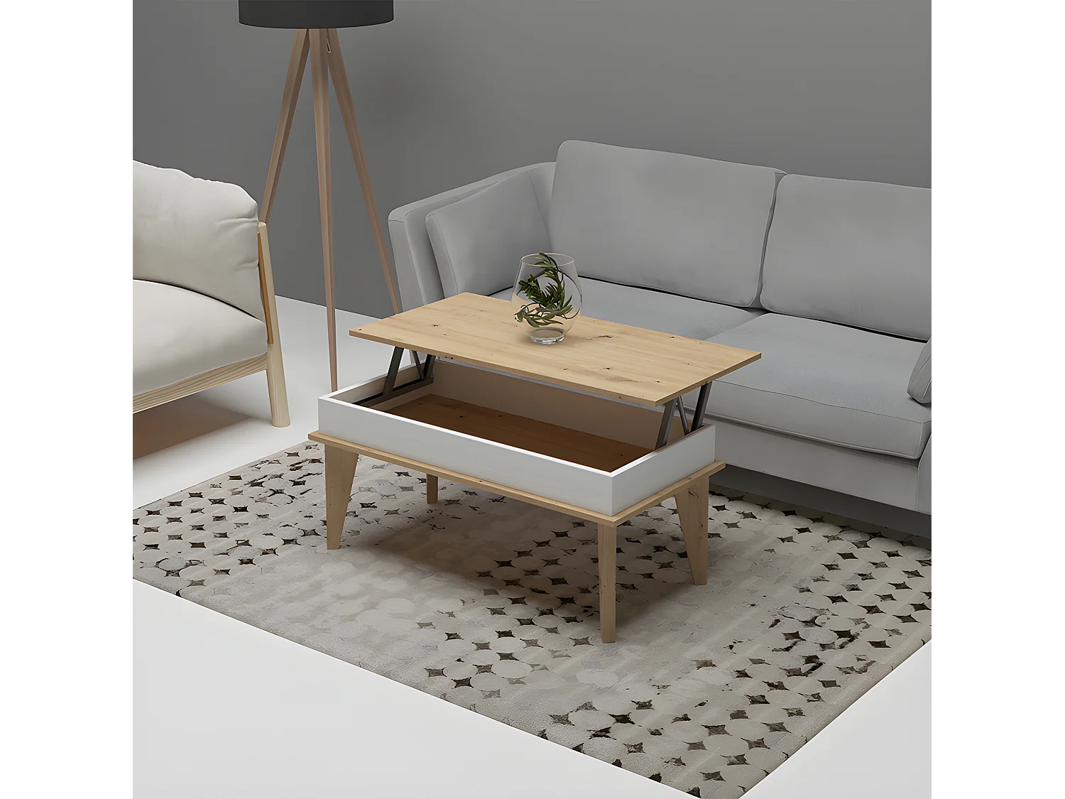 Mesa de centro F2019 Roble/Blanco