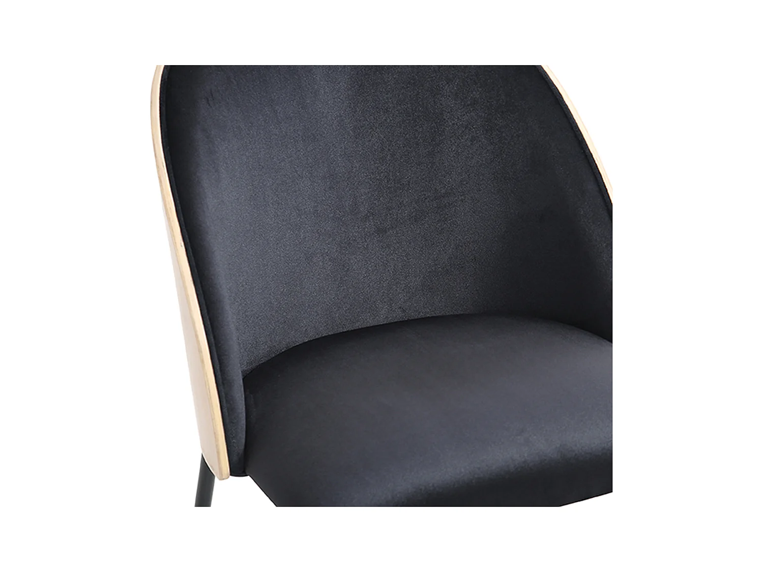 Lot de 6 chaises en velours, placage chêne et métal - Noir et Naturel clair - MIJENIA