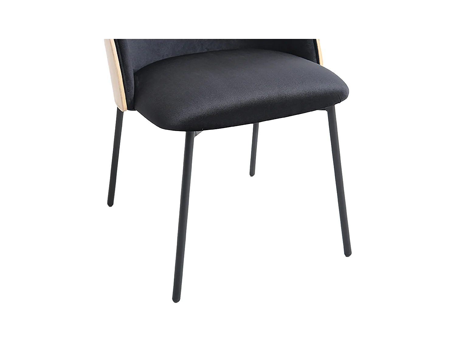 Lot de 6 chaises en velours, placage chêne et métal - Noir et Naturel clair - MIJENIA