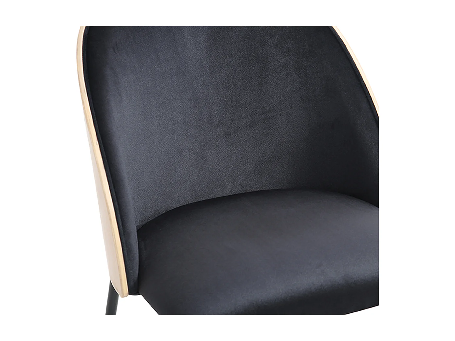 Lot de 6 chaises en velours, placage chêne et métal - Noir et Naturel clair - MIJENIA