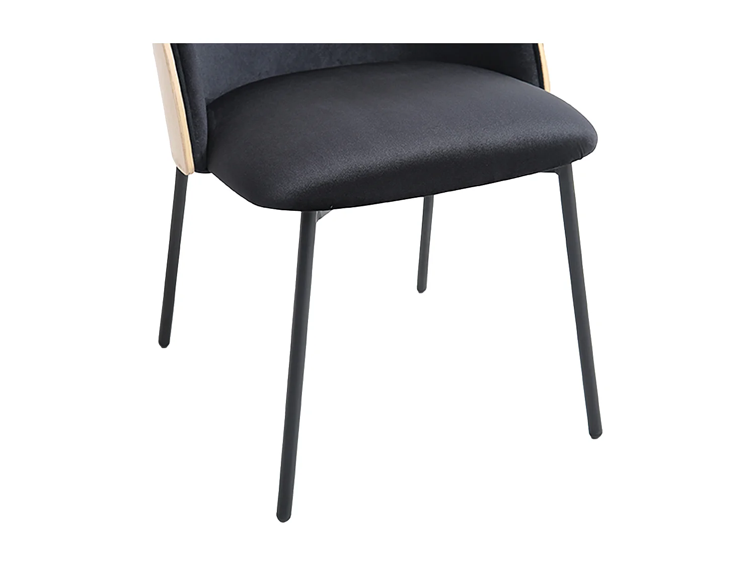 Lot de 6 chaises en velours, placage chêne et métal - Noir et Naturel clair - MIJENIA