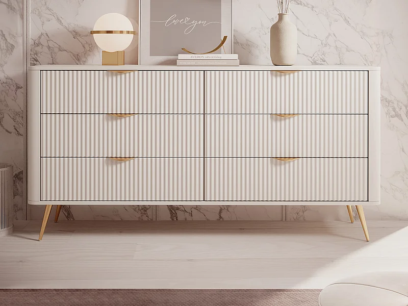 Commode 6 tiroirs - Beige et doré - ELONARIA II de Pascal Morabito