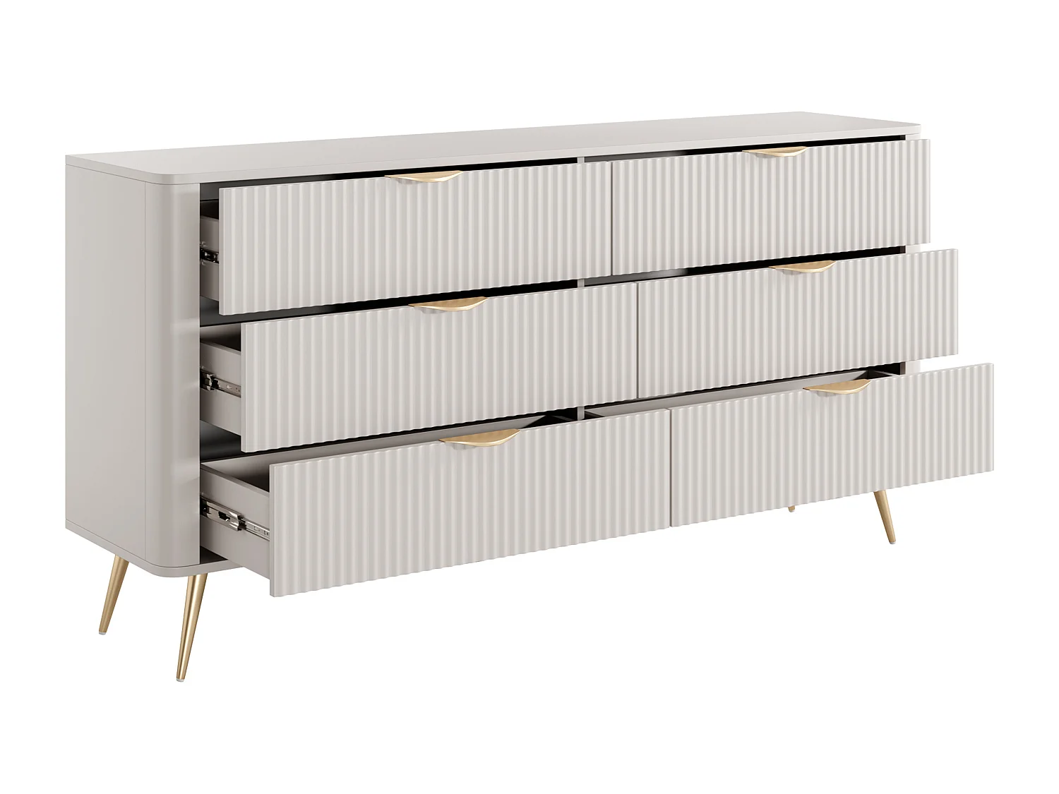 Kommode 6 skuffer beige og gullfarget ELONARIA II av PASCAL MORABITO