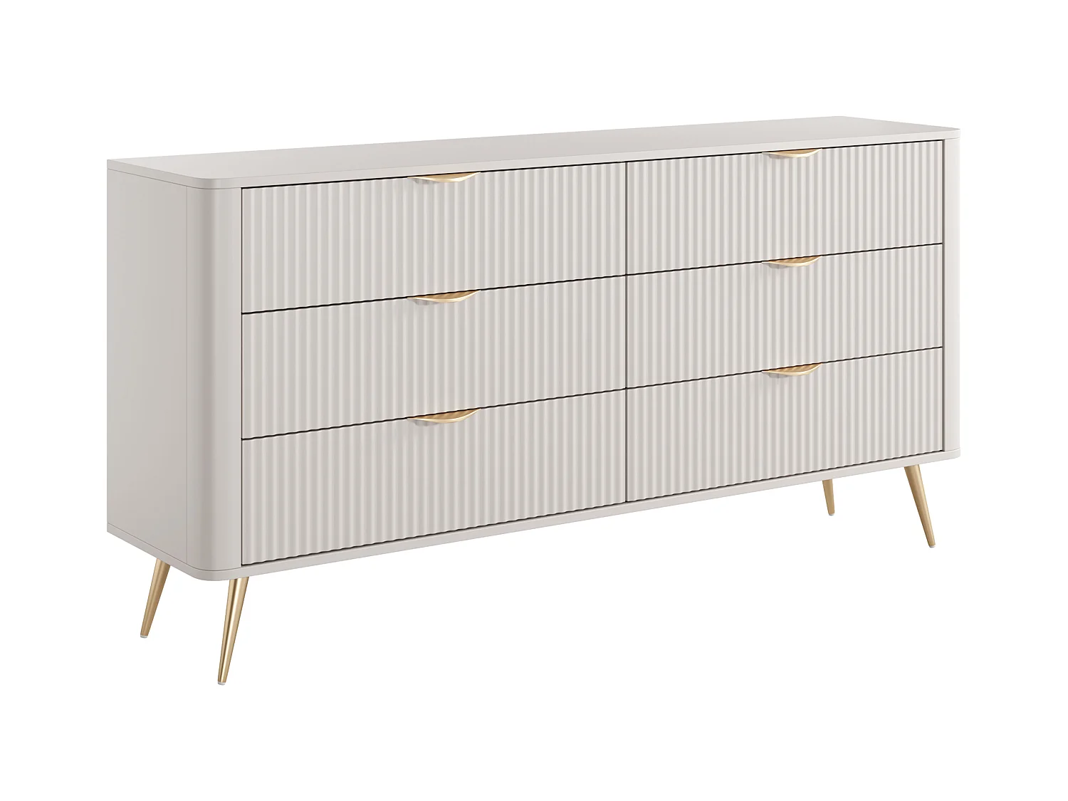 Comò 6 cassetti Beige e Dorato  - ELONARIA di PASCAL MORABITO