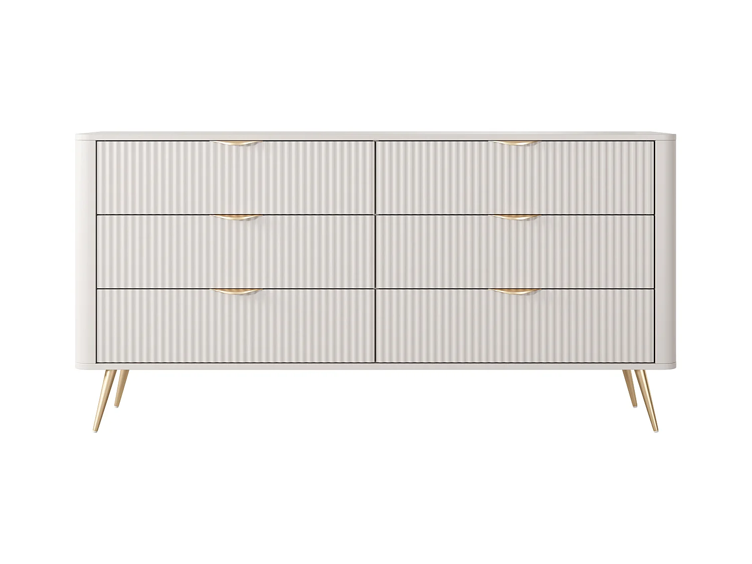Comò 6 cassetti Beige e Dorato  - ELONARIA di PASCAL MORABITO
