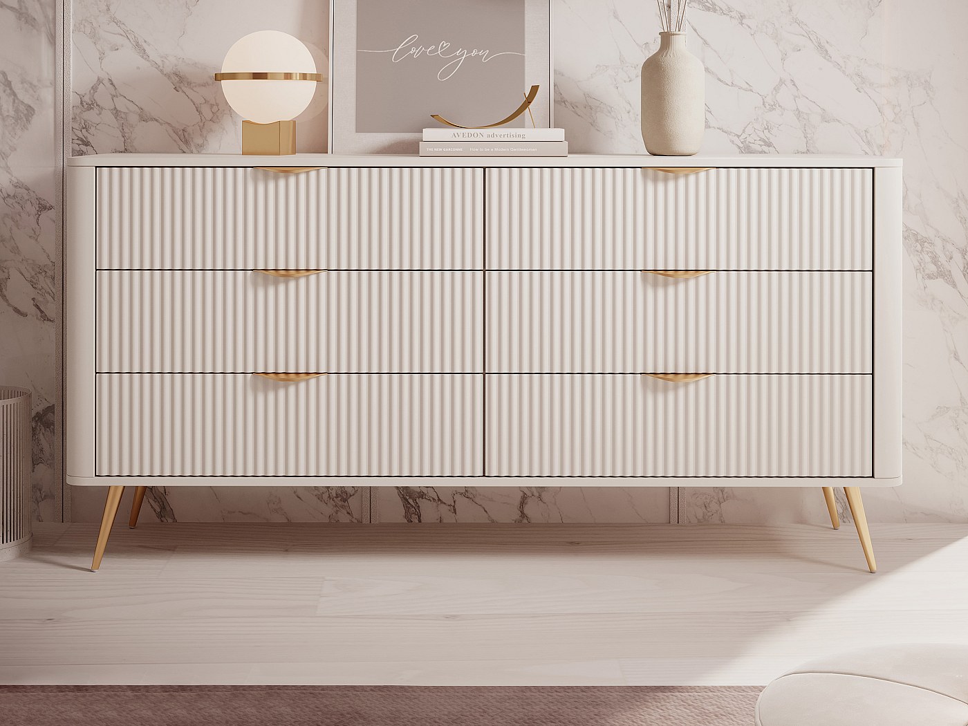 Kommode Beige Gold
