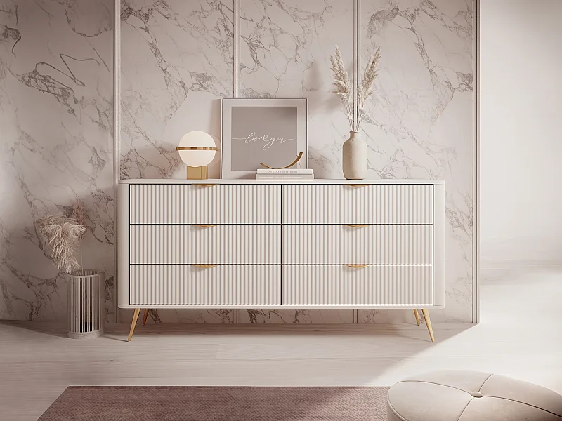 Cómoda 6 gavetas bege e dourado - ELONARIA de Pascal Morabito