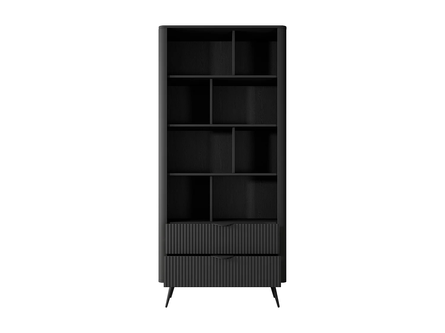 Biblioteca com 2 gavetas e 8 nichos em MDF preto - ELONARIA de Pascal Morabito