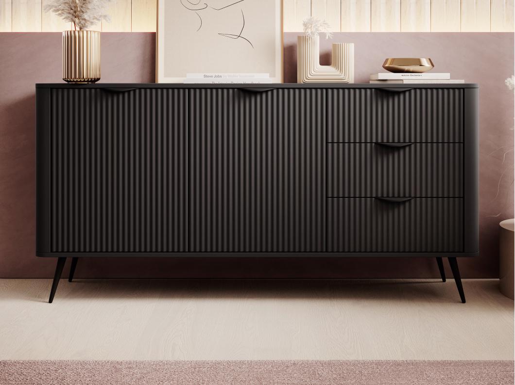 Sideboard mit 2 Türen & 3 Schubladen - MDF - Schwarz - ELONARIA II von Pascal Morabito