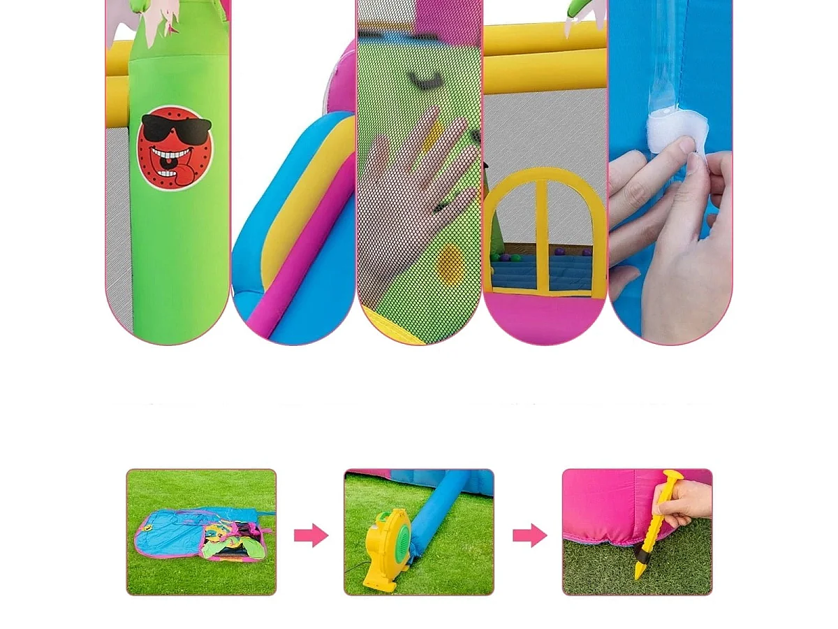 Hüpfburg mit Gebläse Wasserpark im Flamingo-Thema 450 x 300 x 260