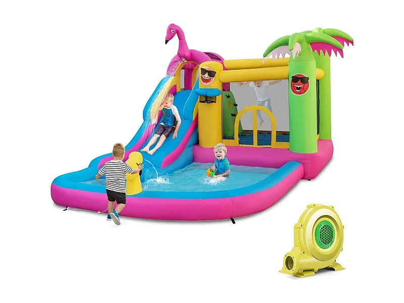 Hüpfburg mit Gebläse Wasserpark im Flamingo-Thema 450 x 300 x 260
