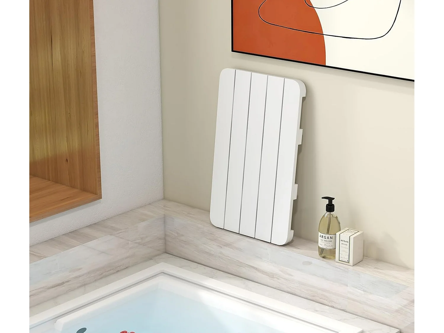 Toilettenmatte, Badematte bis 150kg belastbar, Badvorleger rutschfest, Saunamatte wasserdicht für den Innen- und Außenbereich (Weiß, 55 x 34 cm)