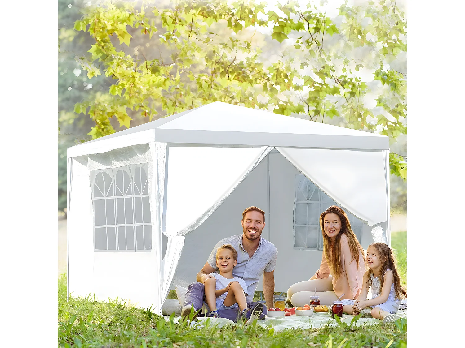 Pavillon mit 4 Seitenwänden + Fenstern