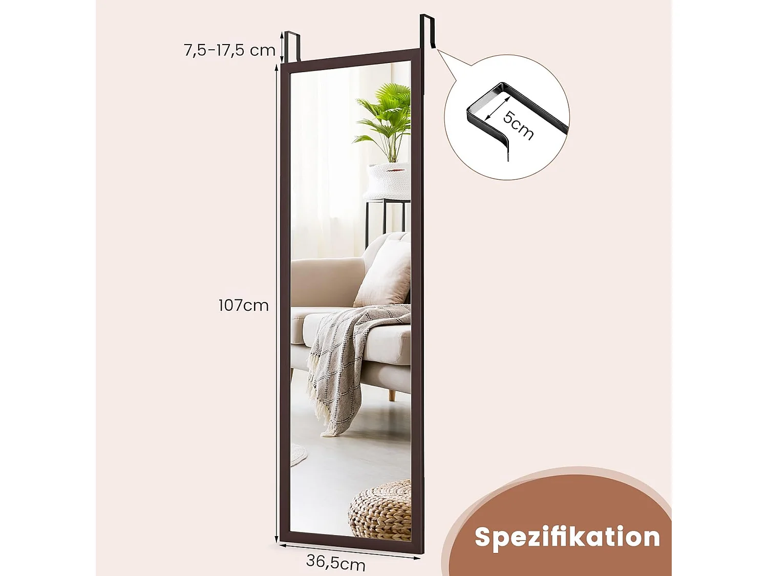 Wandspiegel mit Hängehaken