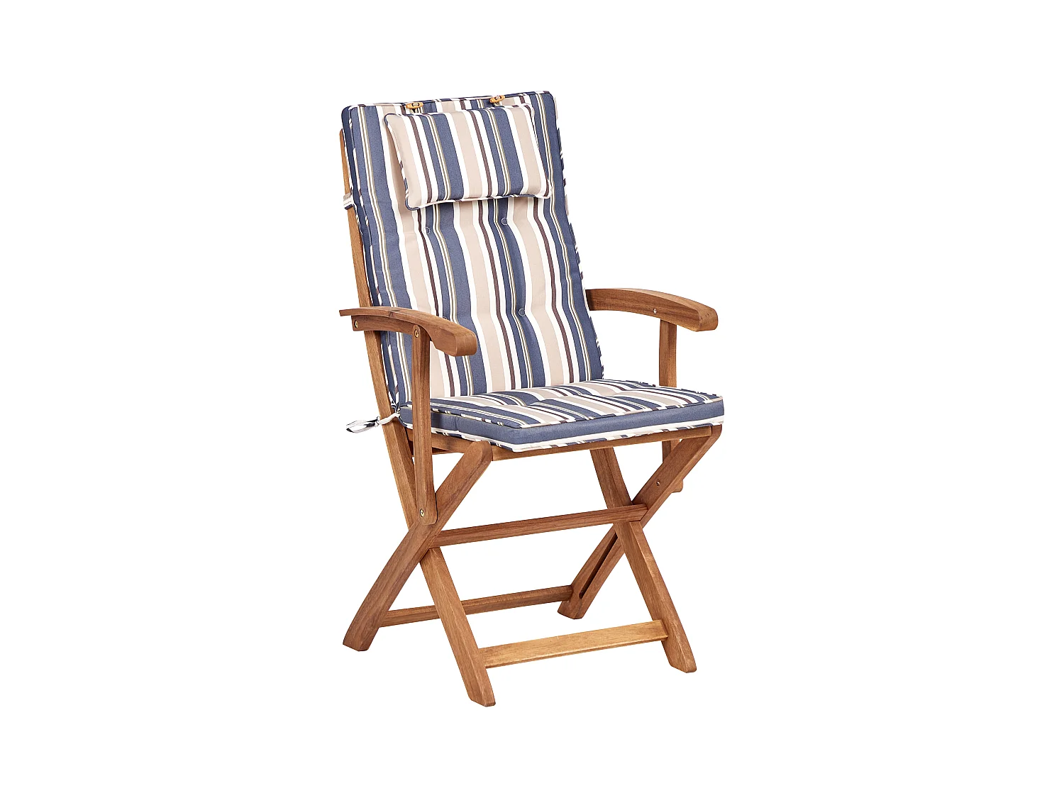 Gartenstuhl 2er Set Akazienholz heller Holzfarbton klappbar mit Auflagen Maui II