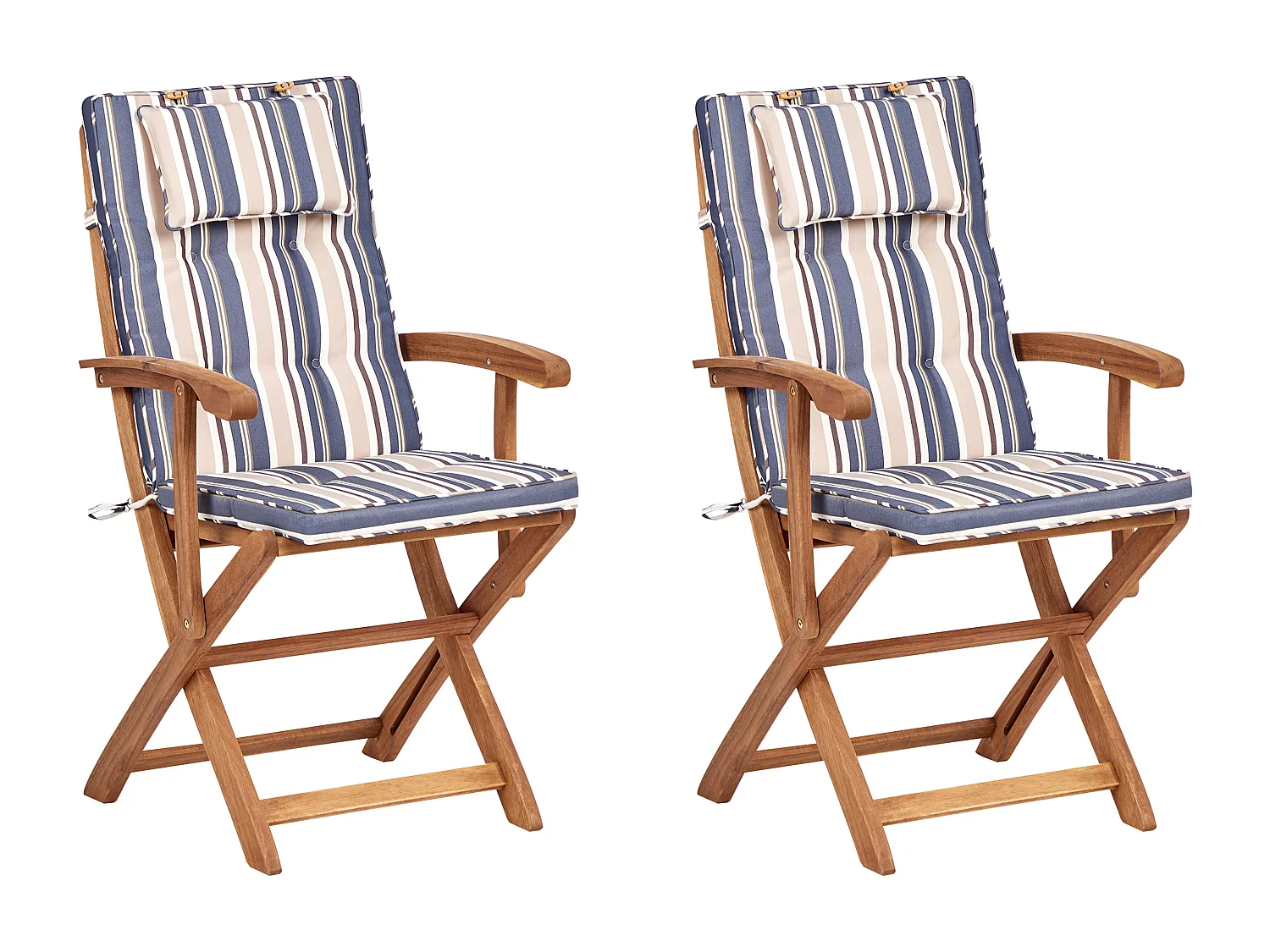 Set di 2 sedie da giardino con cuscini MAUI II Legno d'acacia Multicolore