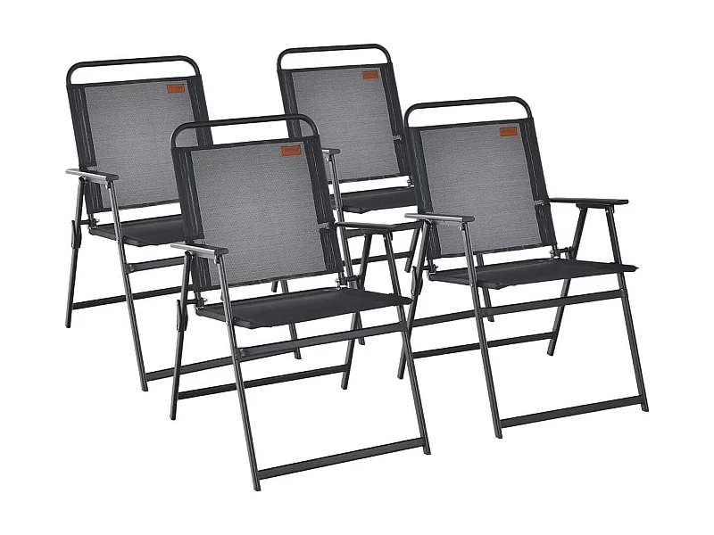 4er Set Gartenstühle mit Armlehnen & Rückenlehne & Atmungsaktivem Sitz Klappstühle Schwarz