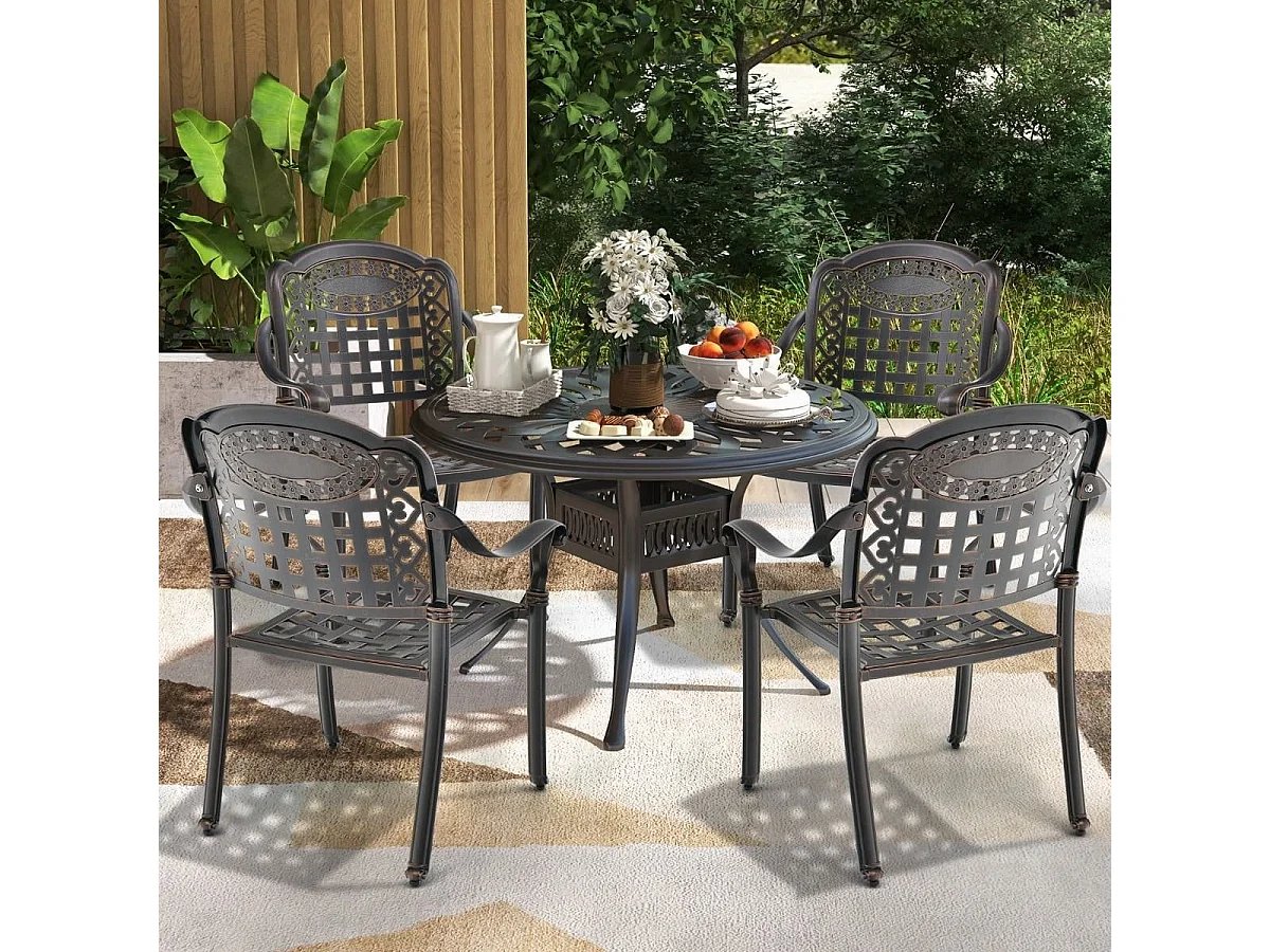 2er Set Gartenstühle aus Alu mit Armlehnen Stapelstühle Gartensessel für Balkon